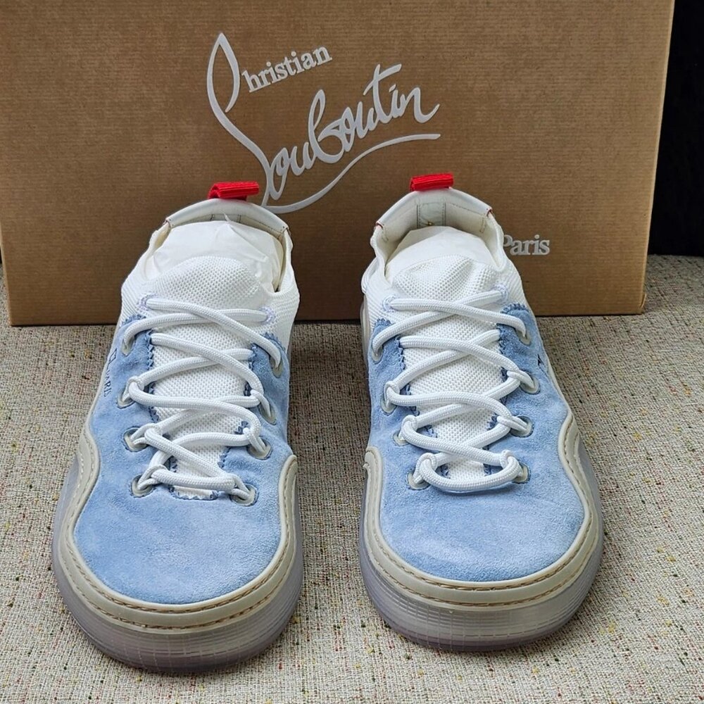 Christian Louboutin Men Shoes Sneaker Arpoador Flat Zinc/Bianco Italy Size 41 - Picture 6 of 14